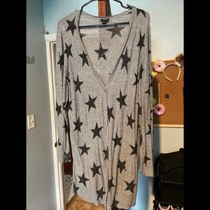 Gray Button Up Torrid Cardigan With Stars Size 2